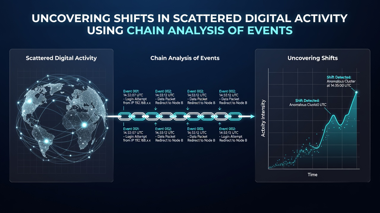 Illustration of event chain reconstruction highlighting shifts in multi-device digital activity patterns